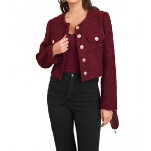 NEW CHOKLATE PARIS jenny tweed jacket in bordeaux
